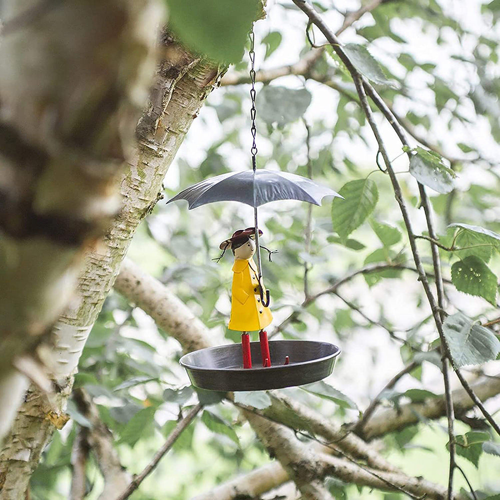 Umbrella Little Girl Bird Feeder
