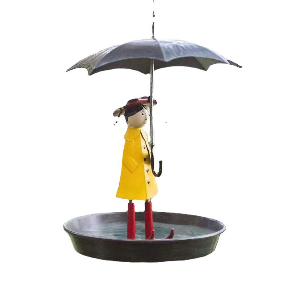 Umbrella Little Girl Bird Feeder