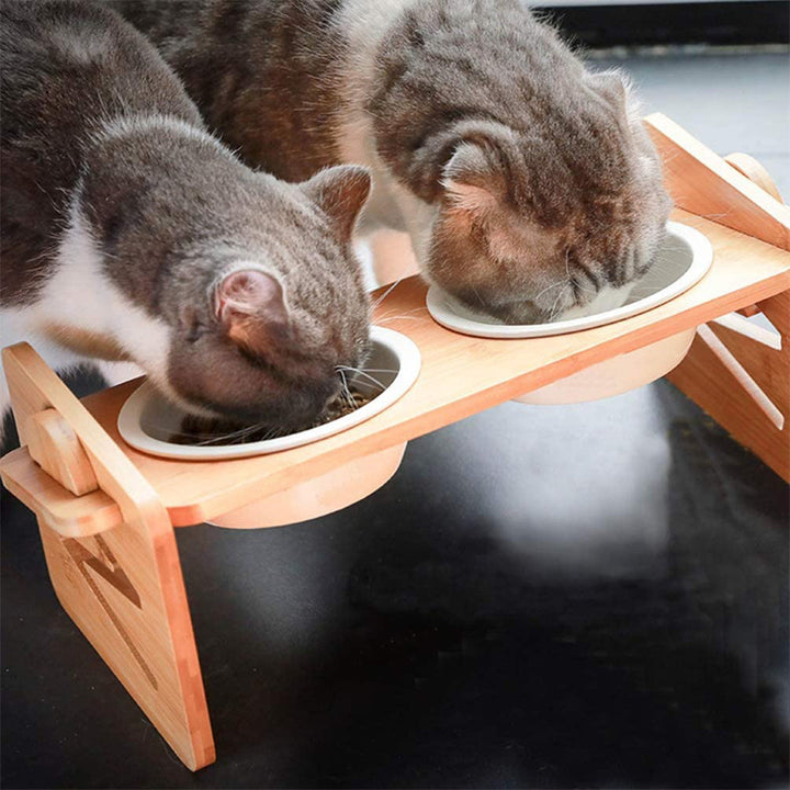 Dog Rice Stainless Steel Double Bowl Folding