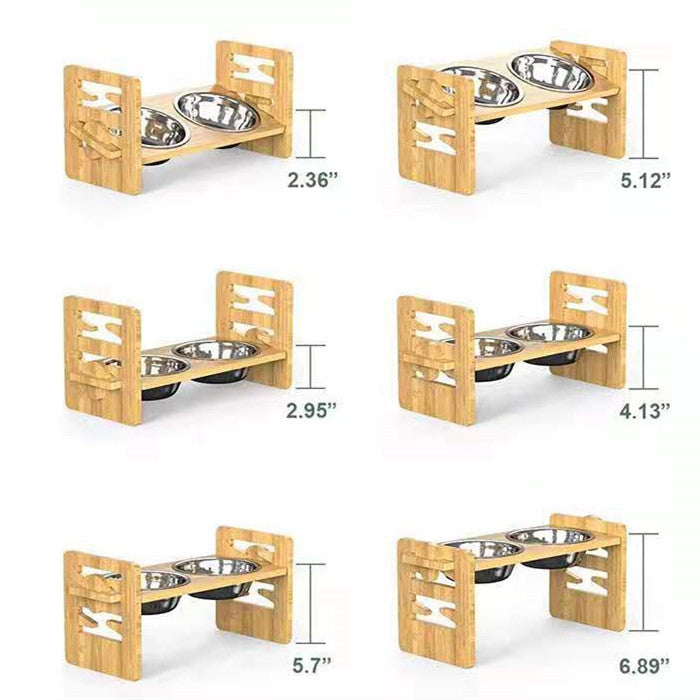 Dog Rice Stainless Steel Double Bowl Folding