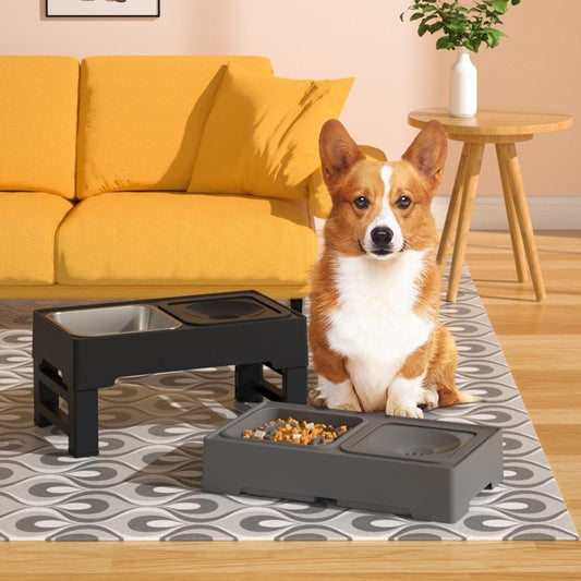 Dog Double Bowls Stainless Stand Adjustable